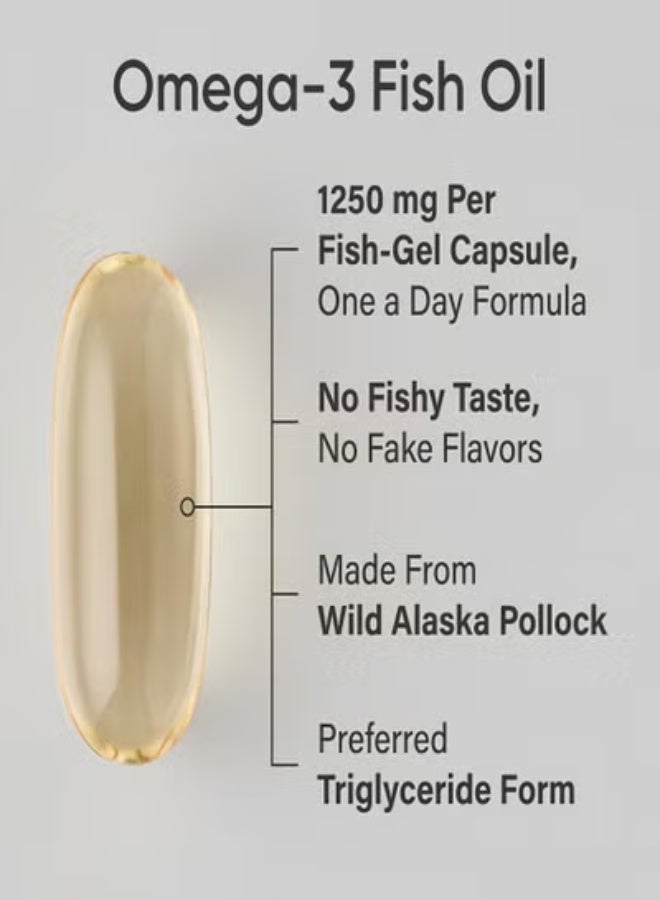 أوميغا **الترجمة الاحترافية:**   أوميغا-3 بتركيز فائق ثلاثي (1250 ملغ) • مُصنَّع من ألاسكوميغا® • بتركيبة ثلاثي الغليسريد من EPA وDHA   │ دعم صحة القلب، الدماغ والمفاصل │   **معتمد بـ IFOS 5 نجوم • خالٍ من الكائنات المعدلة وراثيًا • خالٍ من الغلوتين**   عبوة 90 كبسولة هلامية - Image 2
